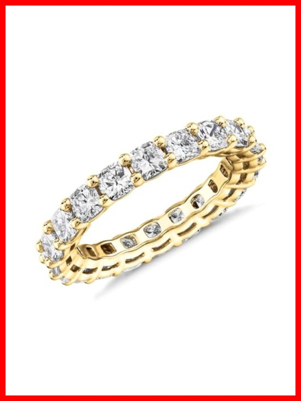 14K Yellow Gold Plated Eternity Ring 3mm Square Cubic Zirconia